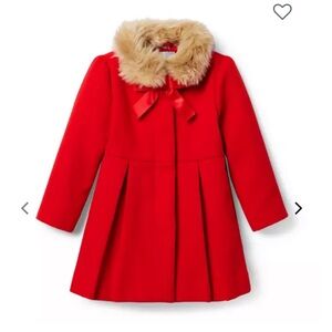 Janie and Jack Red Coat with Faux Fur Trim